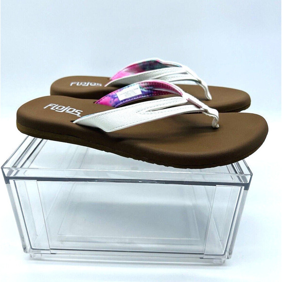 Flojos Shoes - Flojos Women's Flip Flop / Thong Sandals - White / Tie Dye, SIZE US 9M